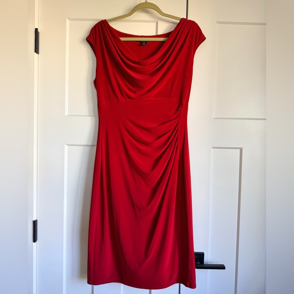Lauren Ralph Lauren Red Draped Midi Dress - Size 12
